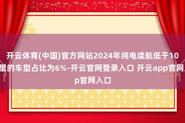 开云体育(中国)官方网站2024年纯电续航低于100公里的车型占比为6%-开云官网登录入口 开云app官网入口