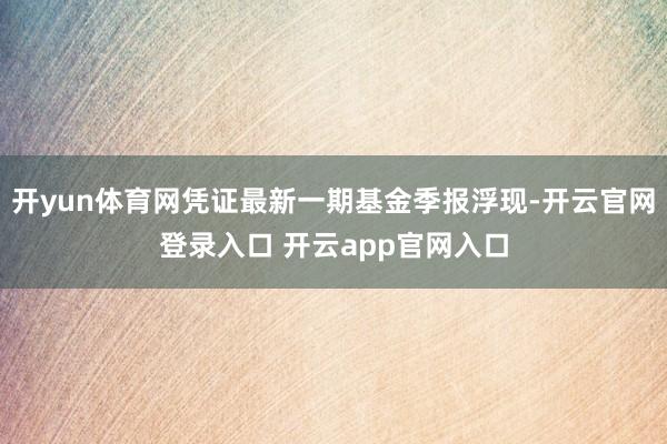 开yun体育网凭证最新一期基金季报浮现-开云官网登录入口 开云app官网入口